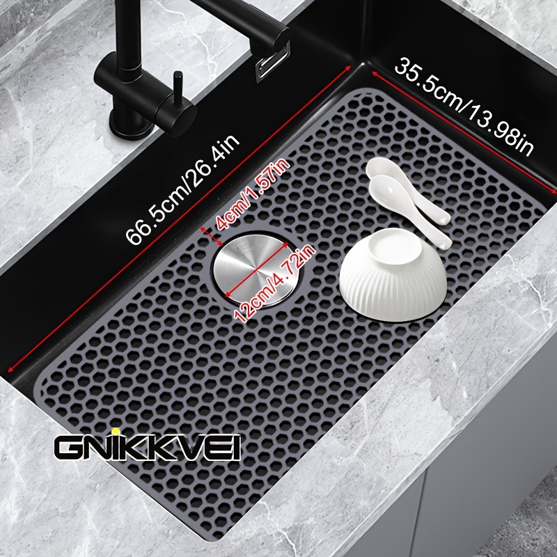 1 pack silicone sink protector mat for kitchen sinks heat resistant non slip dish drying mat with hexagonal drainage design scratch proof bottom protection for farmhouse stainless steel porcelain sinks kitchen sink accessories busy households