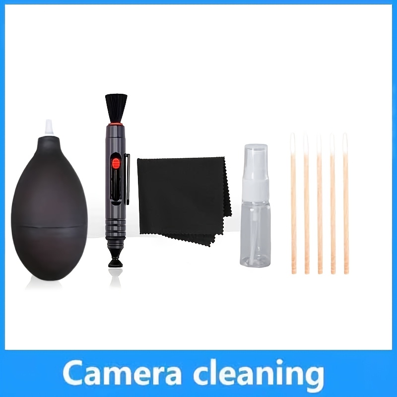TEMU In- Dslr & Mirrorless Camera Lens Cleaning Kit Suitable For Digital Cameras With Lens Cleaning Pen, Blow Dryer, Microfiber Cloth, Swabs & Bottle