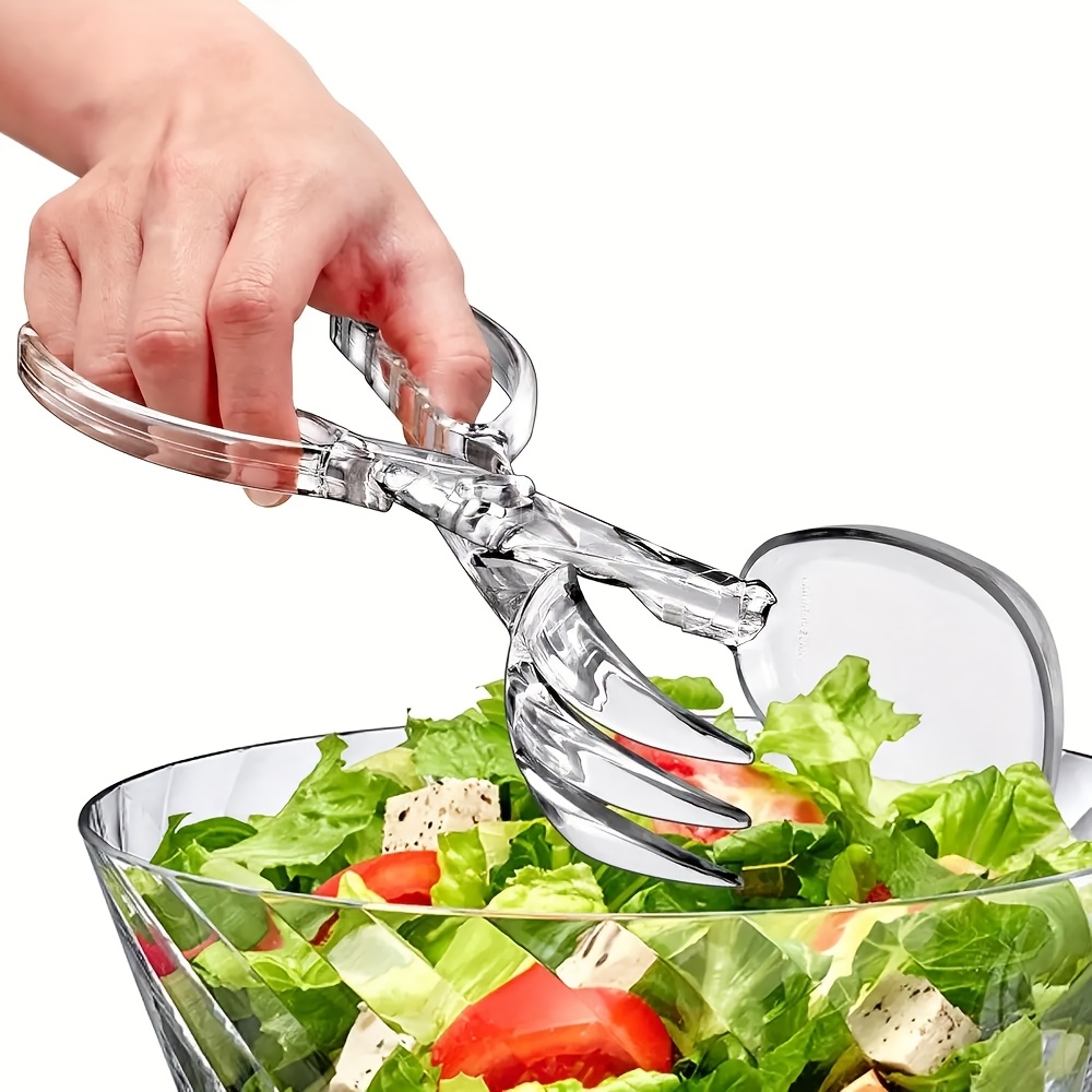   heavy duty transparent plastic salad scissors clamp with reusable heavy duty shears suitable for bbq buffet party serving salad dressing hygienic for large groups outdoor picnics Product details 0