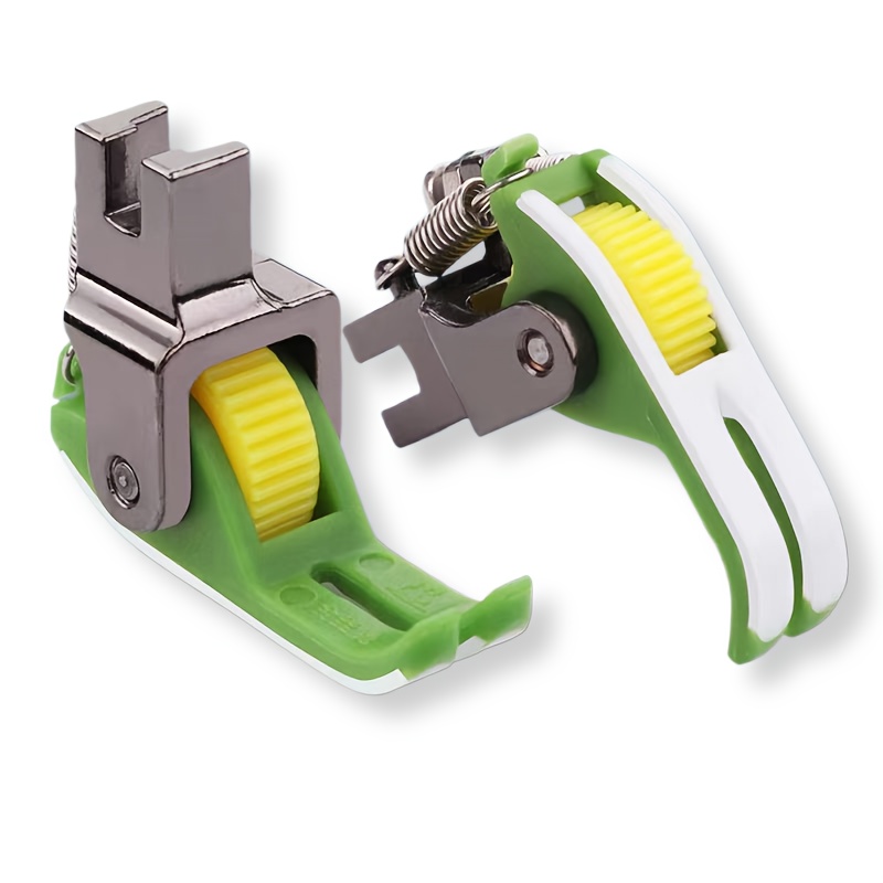 

Upgraded Flat Car Wide Seam Roller Presser Foot, Computer Sewing Machine Foot, Fabric Compatible, Green, Imported Material Wheels