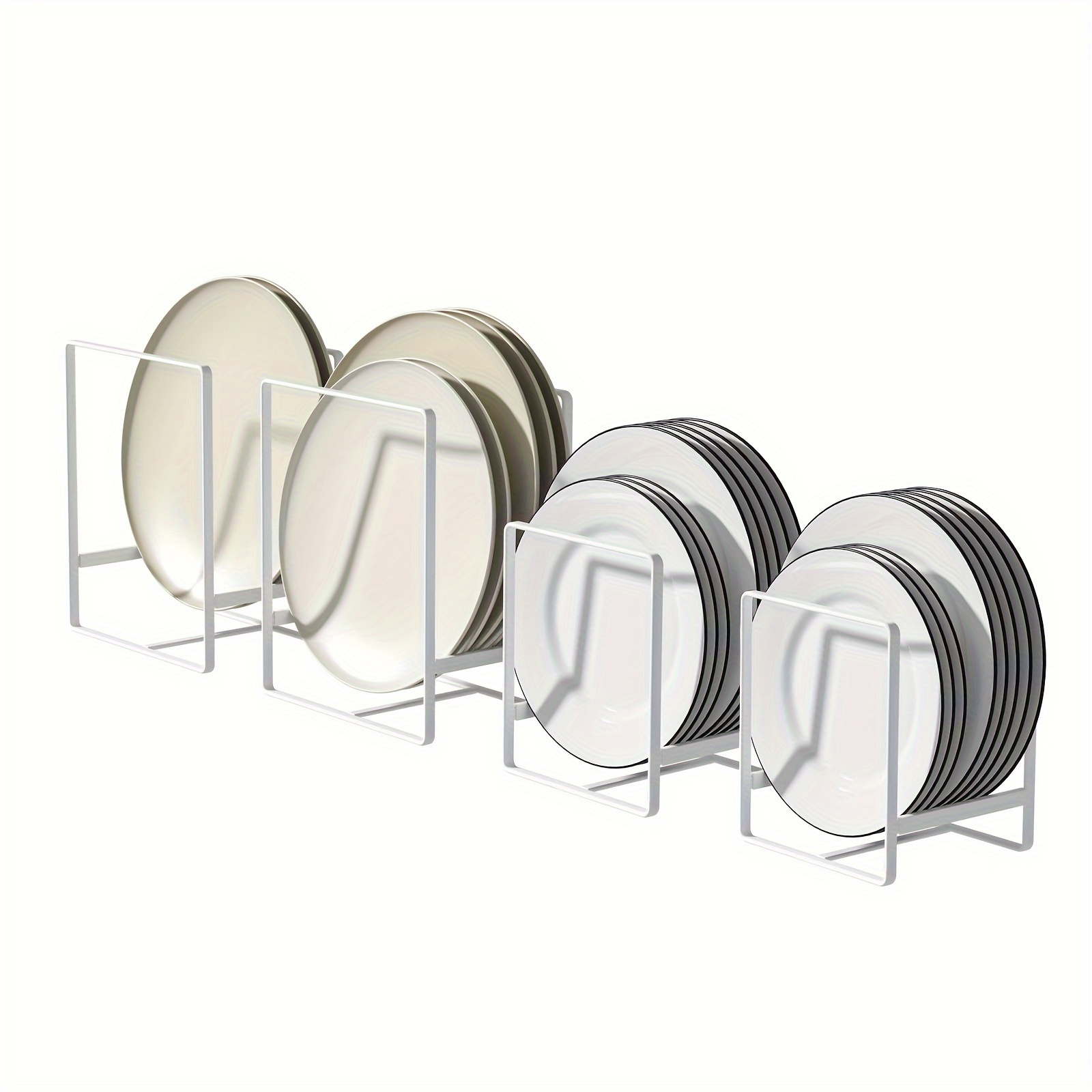 Image of 3-4pcs Plate Holders Organizers - Upright Cabinet Dish Drying Racks Metal Plate Dish Organizers Racks Stands For Cupboard And Countertop