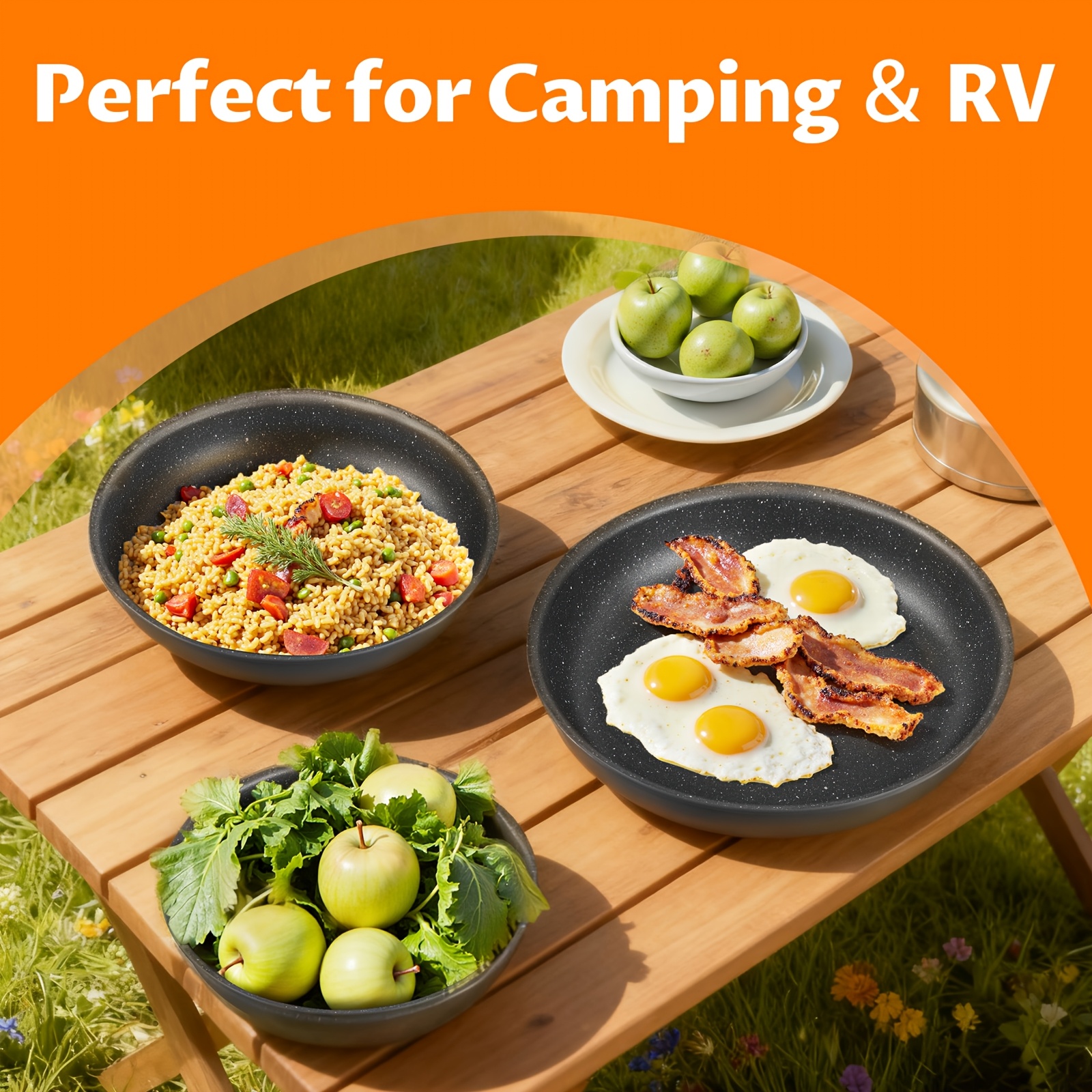 TEMU Non Stick Frying Pan With Removable Handle, Non Stick Frying Pan Set For Induction , 4 Pieces Frying Pan Set For All