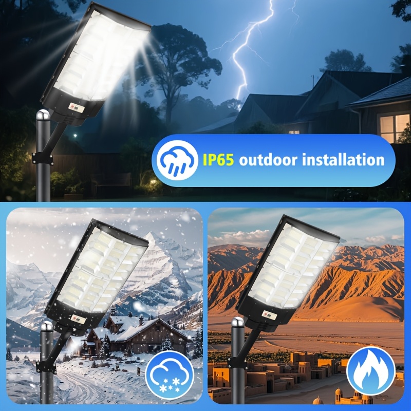 Outdoor Curved All-in-One Solar Street Light, 24000mAh Ultra-Large Capacity Battery, 1152LEDs Large Screen Illumination, Motion Sensor, with Remote Control, Suitable for Courtyards, Parks and Villas