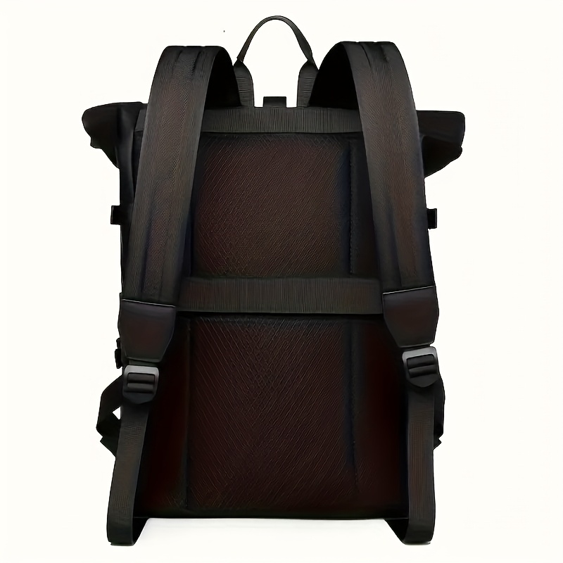 2026 New Men's Backpack, Minimalist Solid Color Travel Bag, Large Capacity PU Laptop Backpack - Ergonomic Shoulder Straps and Zipper Closure Business Commuter Bag, Multi-Compartment Foldable Office Outdoor Backpack | Modern Style Laptop Storage Bag