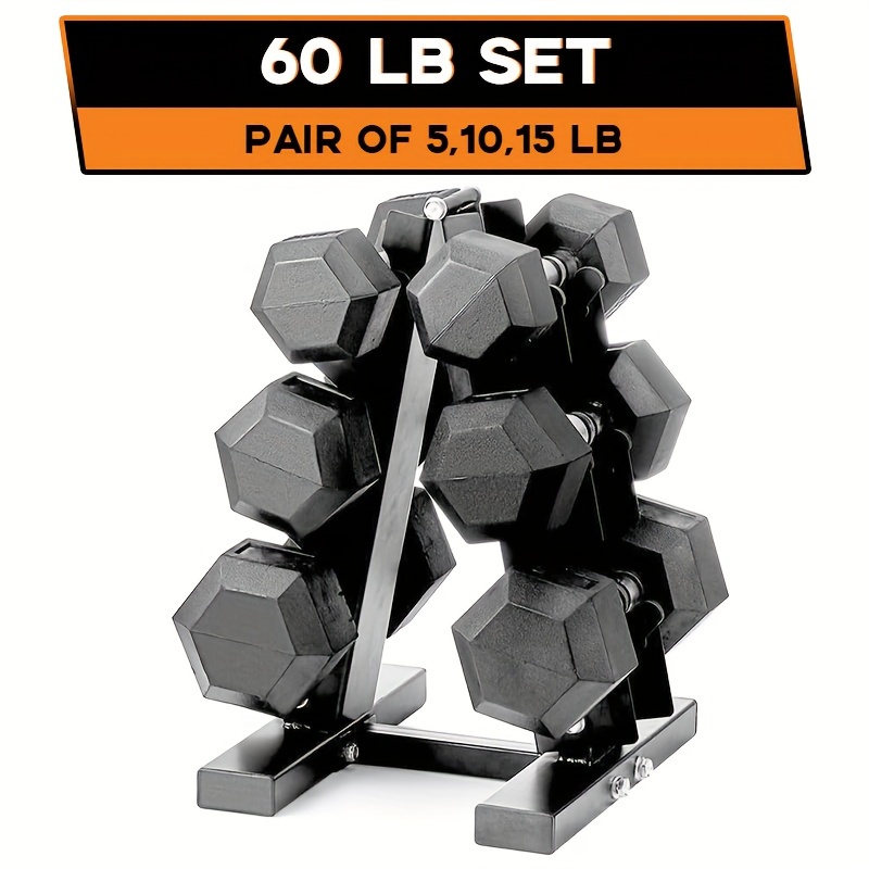 Rubber Coated Hex Dumbbell With Rubber Padded Grip, Dumbbell Set