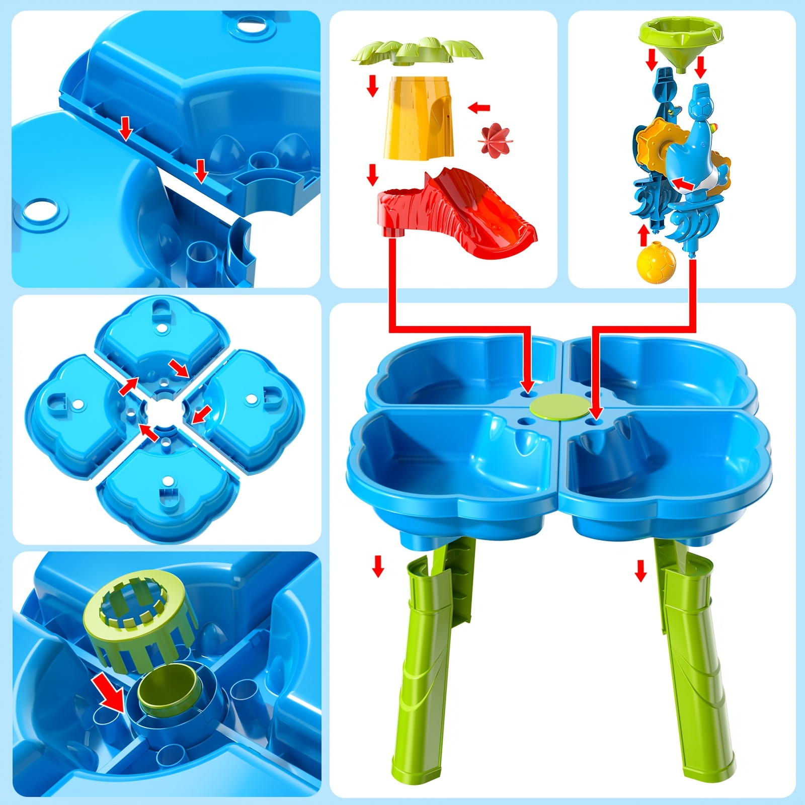 Jeu Exterieur KalaDuck Table D'eau Et Sable 2 En 1 Avec Jouets De Plage Et Chaise, Bac à Activités Extérieur Pour Jardin, Jouets D'été Pour Enfants Garçons Filles Jeu Sensoriel Eau Sable