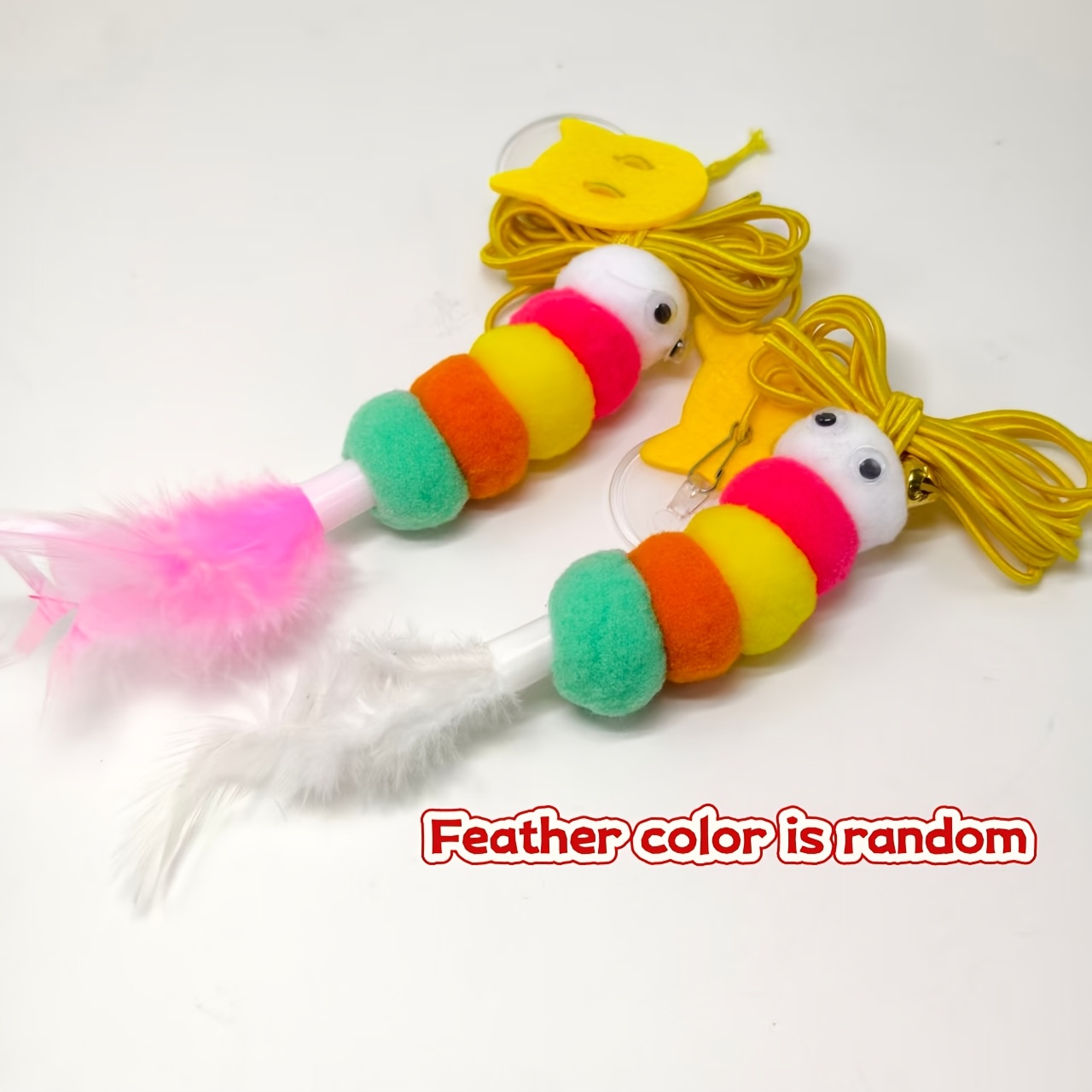 Image of Cat Toy, Pet Toy, With Pleasant Bell, Simulates Hunting Fun, Suitable For Indoor Cat Interactive Play. Door Hanging Cat Toy , Feather Colors Are Random.