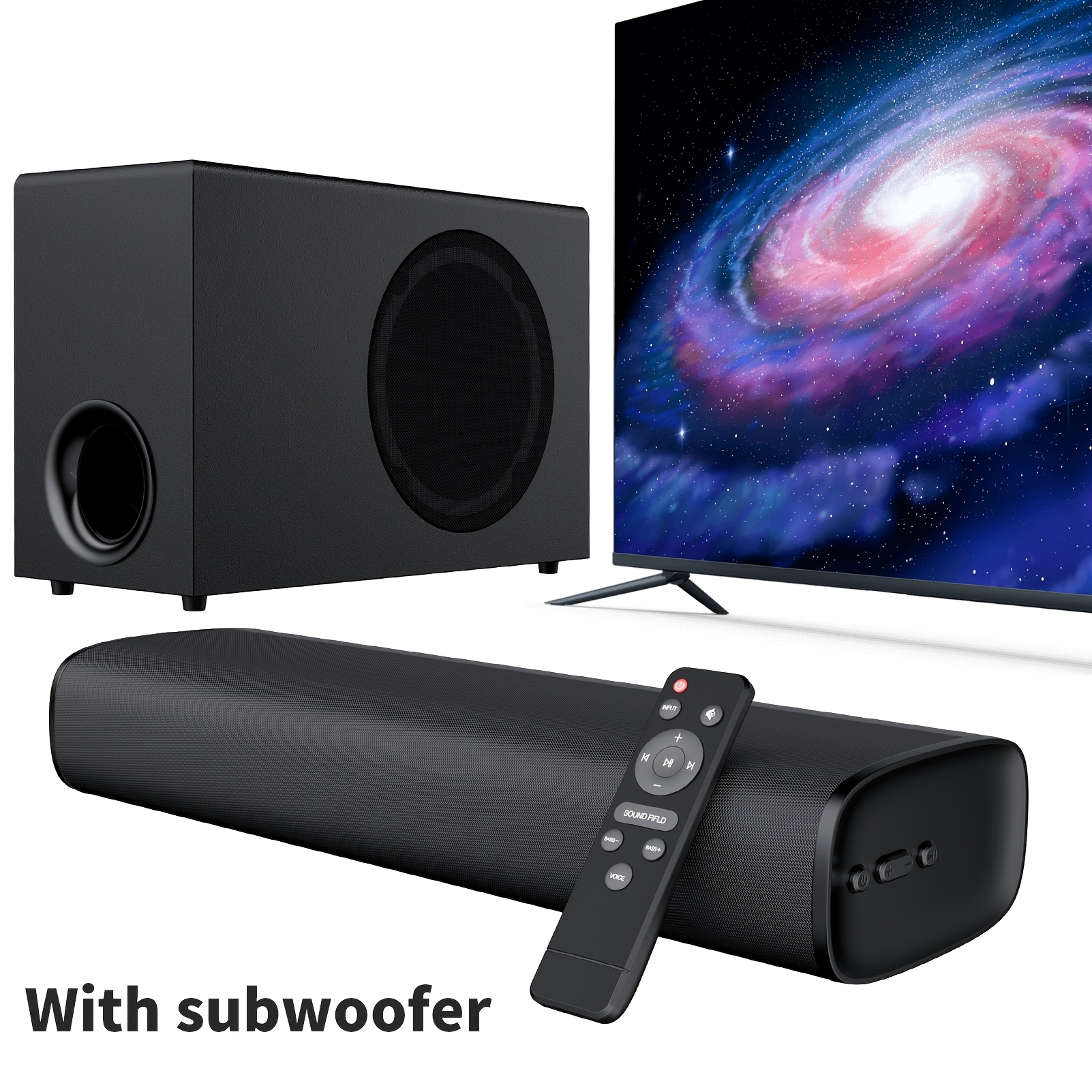 Zvočna palica s subwooferjem, zvočna palica za pametne televizorje, mini zvočne palice z ARC/optično/AUX/brezžično povezavo, prostorski zvo