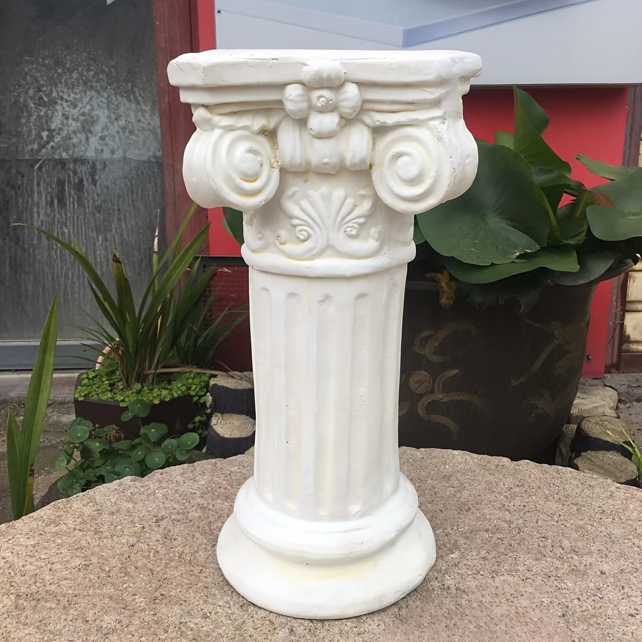 Image of 1pc Classic European Roman Column Outdoor Statues, Perfect For Home And Garden Decor, Resin, Wedding Ornament