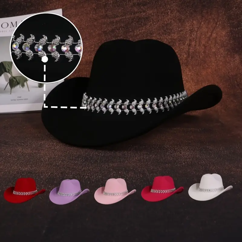 Cappello Da Cowboy In Pelle PU | Stile Western | Larga Tesa | Sottogola Regolabile | Unisex | Per Feste E Costumi - Foto 12