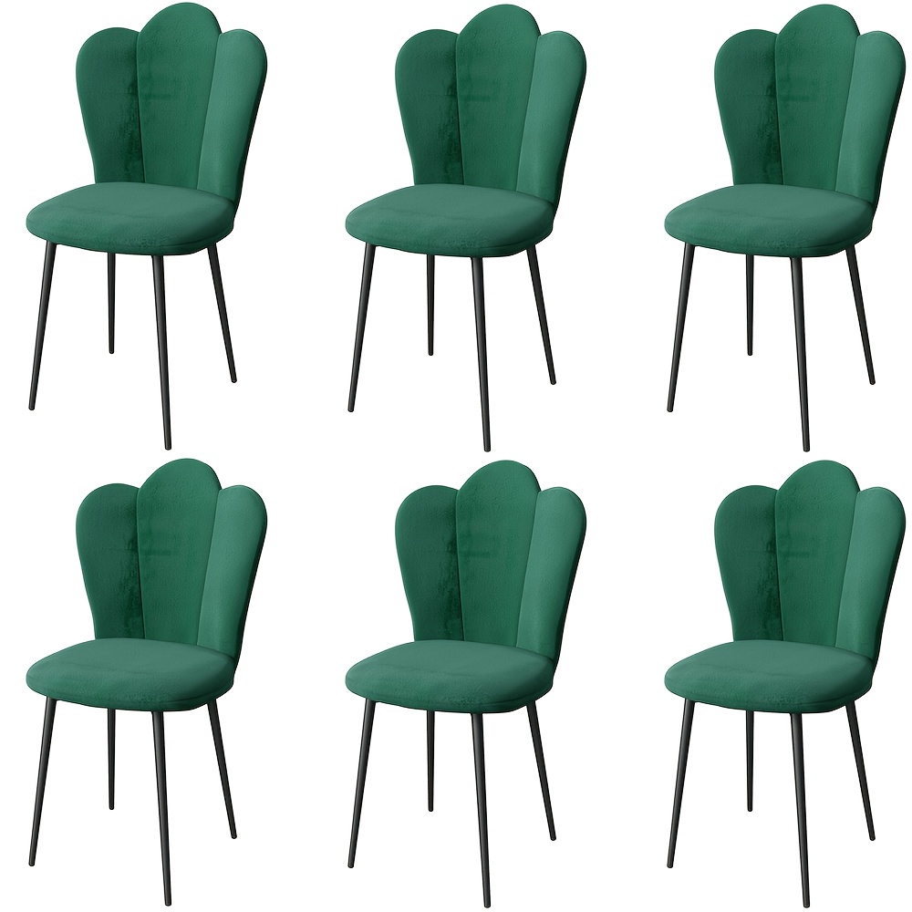Set Of 6 Dining Chairs, With Backrest, Kitchen Chairs, Casual Chairs With , Suitable For Living Rooms, Kitchens, And Home Offices, 43x44x90cm, Green