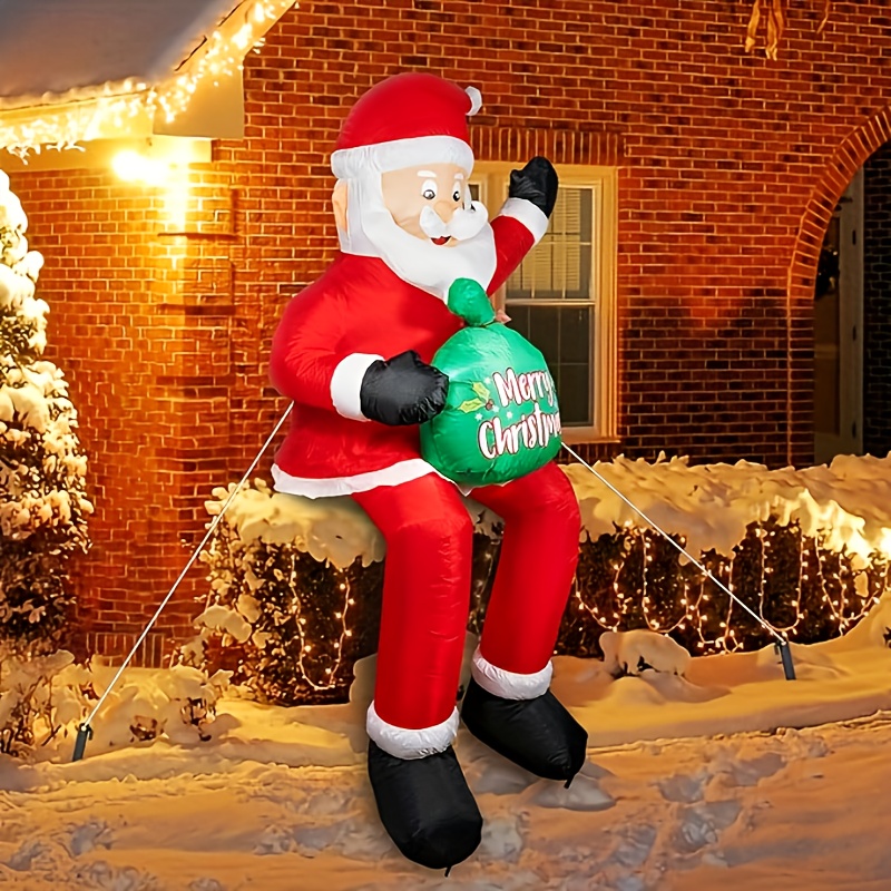 

1pc Christmas Inflatable Santa Claus With Led Lights, Christmas Blow Up Yard Decorations With Gift Bag Holiday Decor For Garden Patio Lawn Party Gifts, Christmas Decorations Outdoor