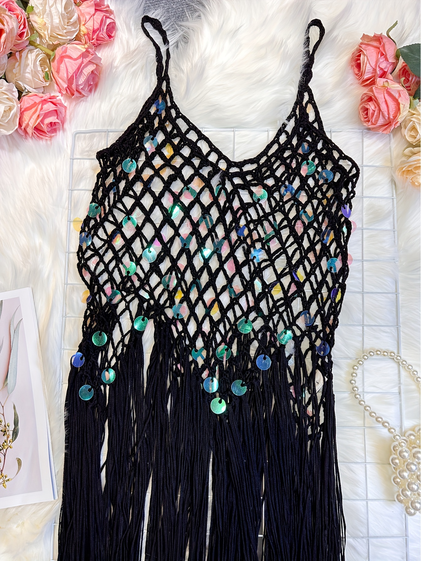 crochet top with tassels