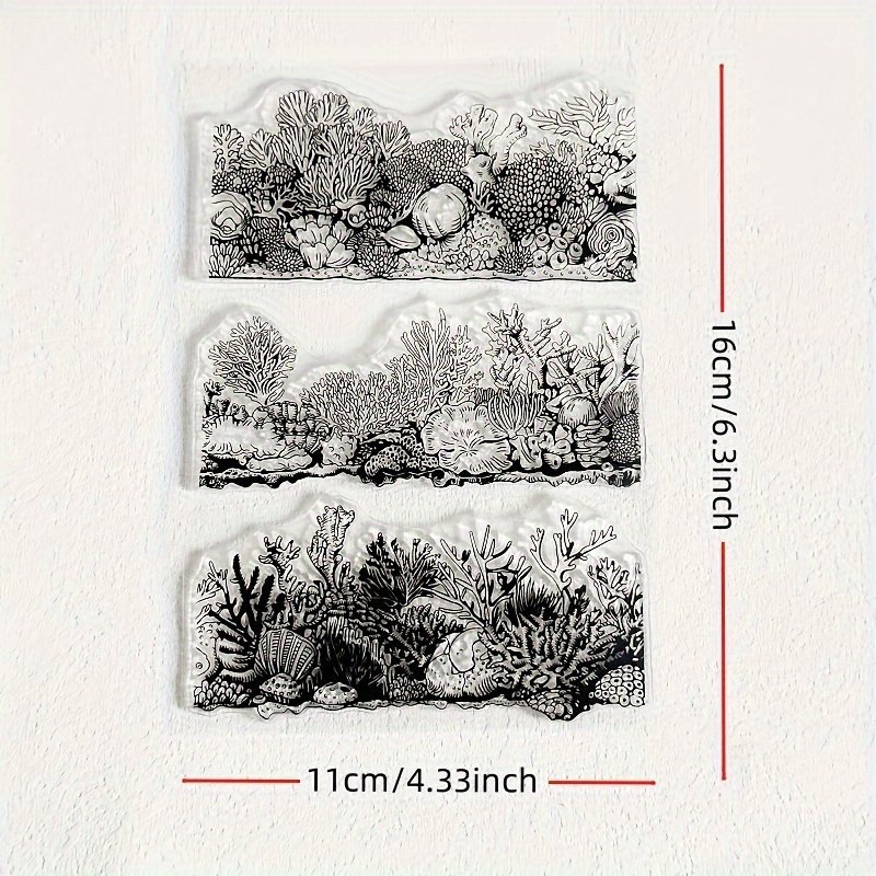 Image of A Seaside View With Transparent Stamps Featuring Sea And Coral Patterns, Designed For Scrapbooking, Embossing Paper Cards, And Crafts.