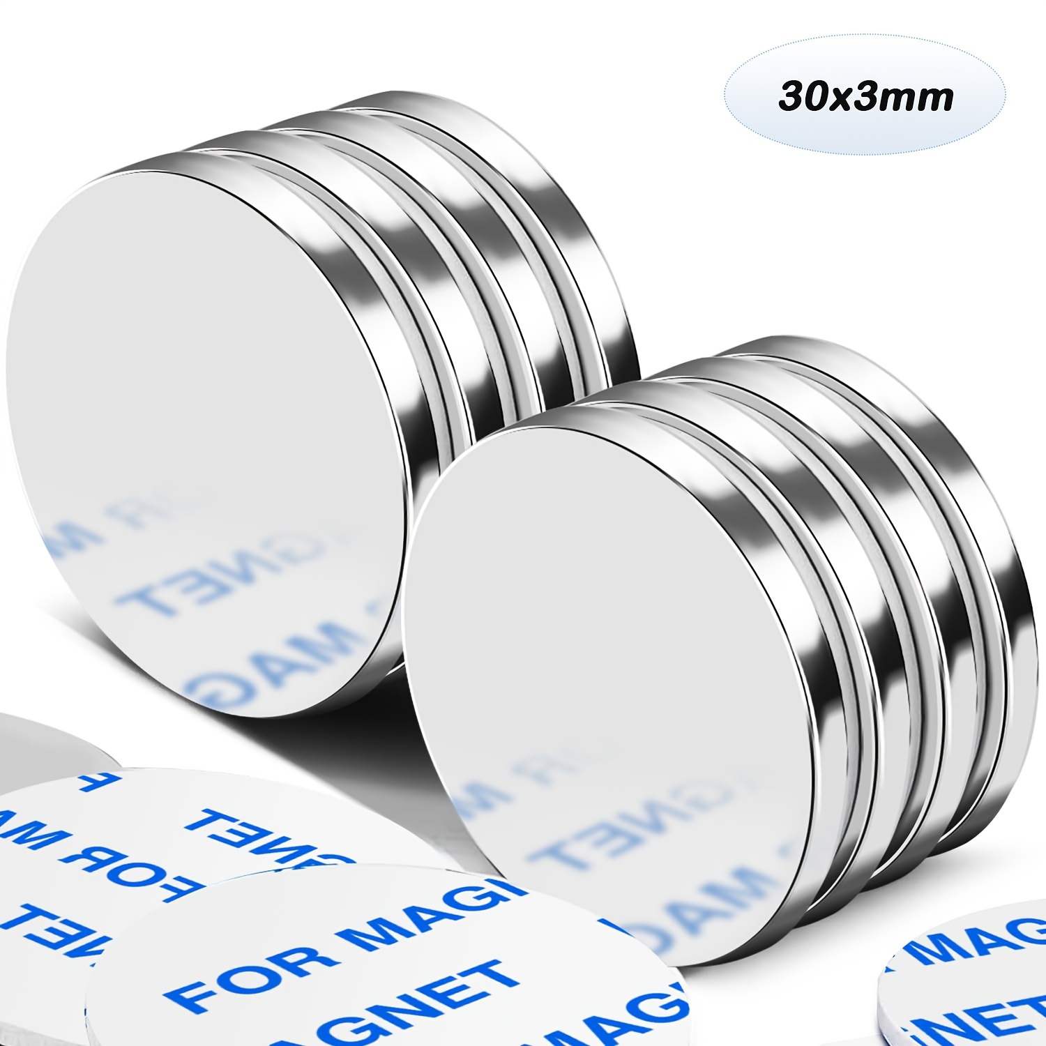 8pcs Round Magnets - 30x3mm Permanent Magnets For Scientific Experiments, Tool Organization - Long-lasting, Corrosion-resistant