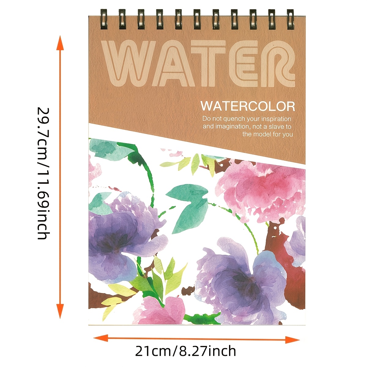 TEMU Large Size Spiral Binding Watercolor Book - A4 Size, High Quality Thick Cover, Thick Paper Pages, Suitable For Painting And Watercolor Painting,