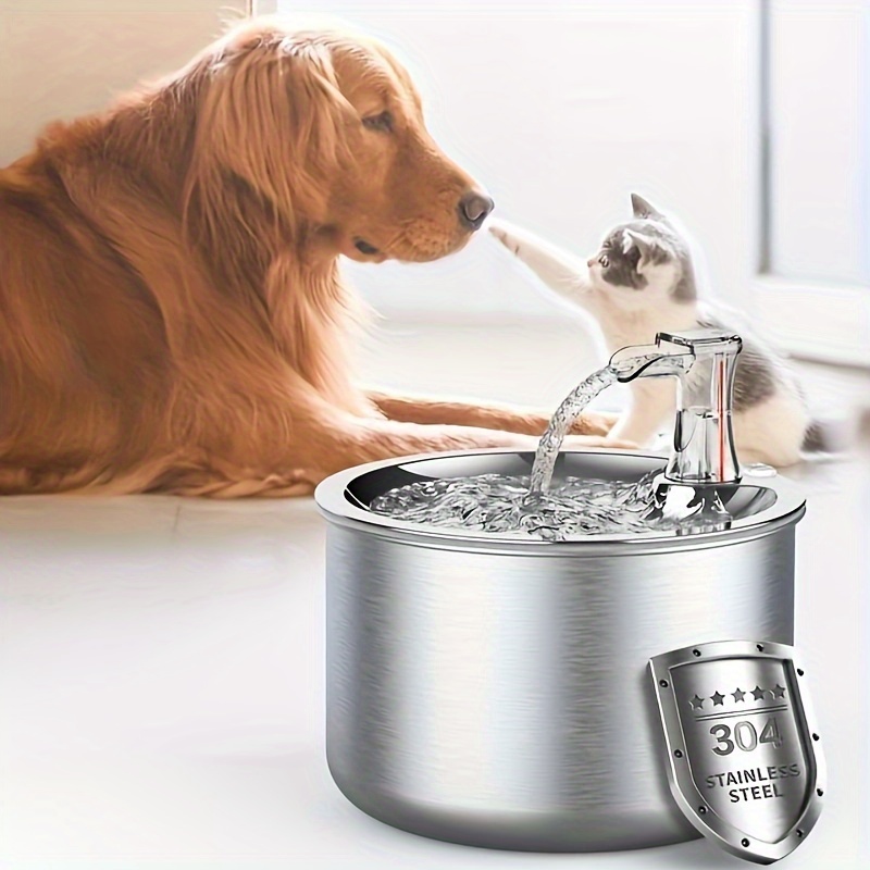 

Full Food Grade Stainless Steel Cat Water Fountain With Water Lever Monitor 5 Layer Filter System