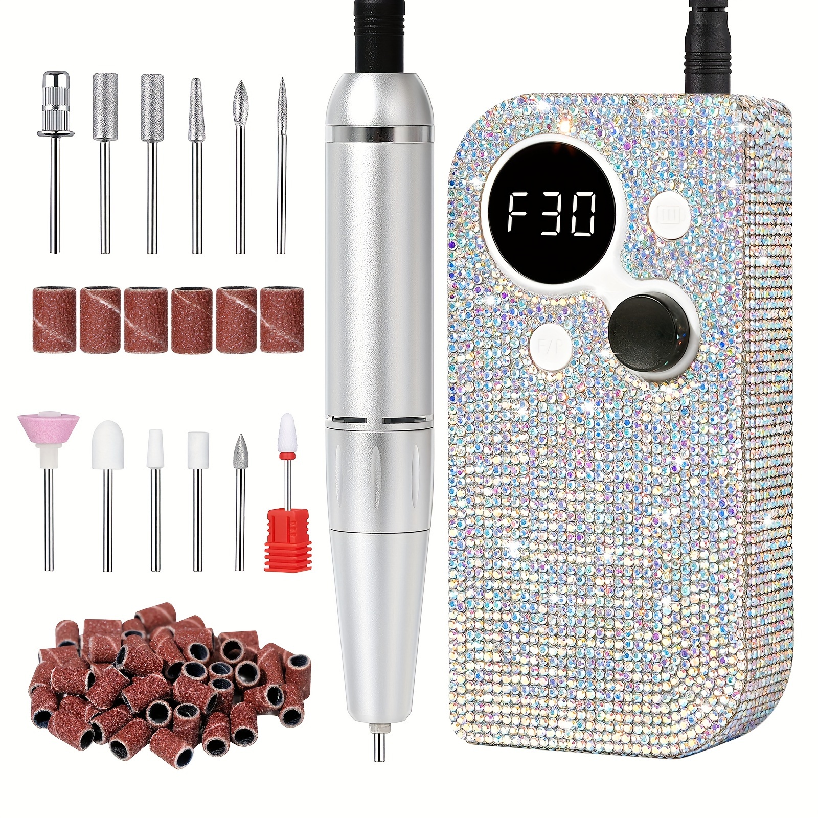 

Set, Rechargeable Usb Charging File Battery, Pedicure Tool, Diamond & For