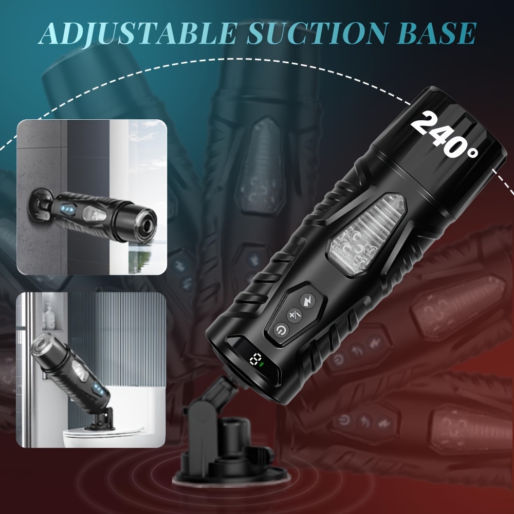 1pc ErosMax USB Rechargeable Automatic Male Masturbator with 3D Textured Head, 7 Thrusting & Rotating Modes, Hands-Free Operation, Visual Window, and Suction Base - Adult Male Sex Toy with 1500mAh Lithium Battery