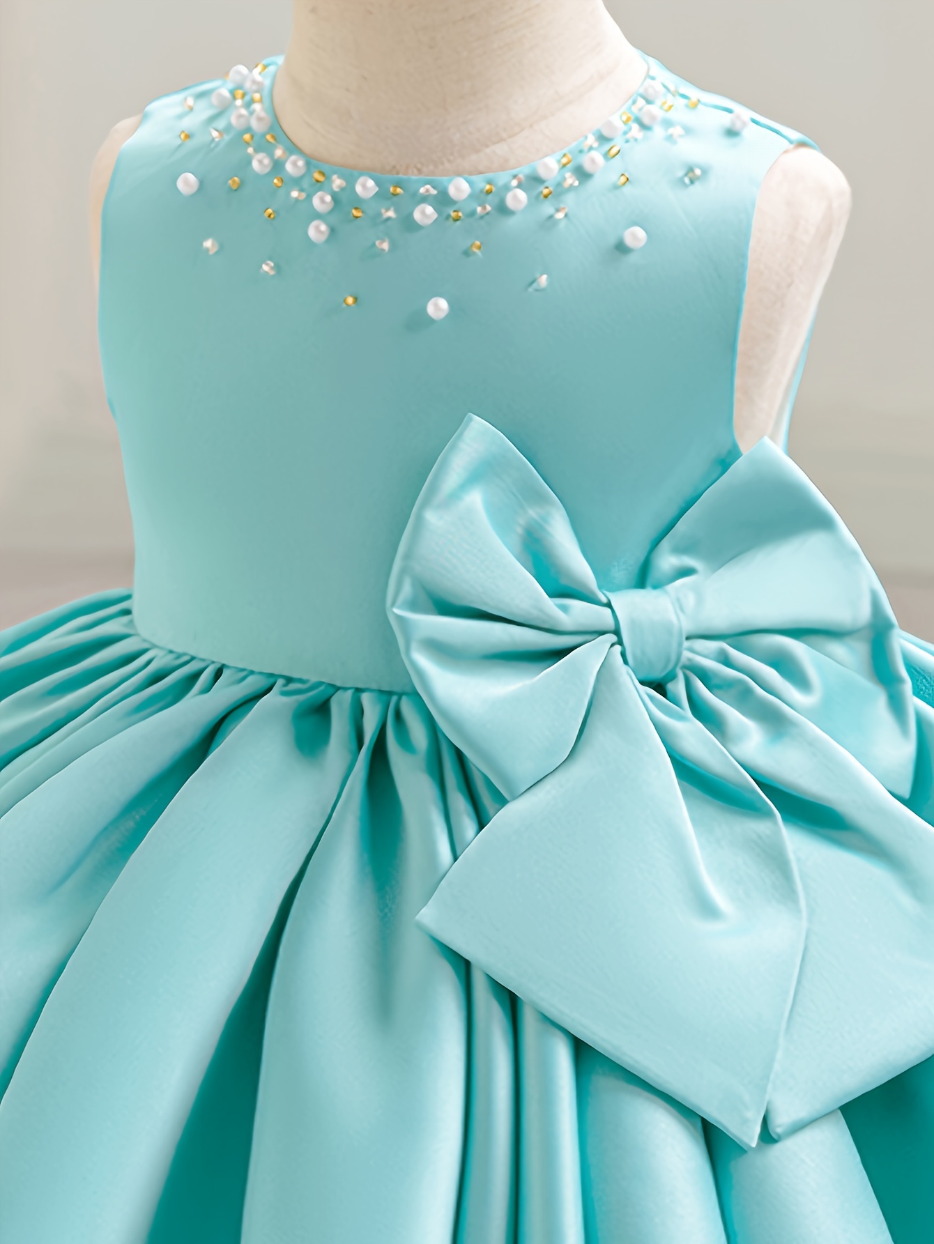 dress girls sleeveless beaded bow - Temu