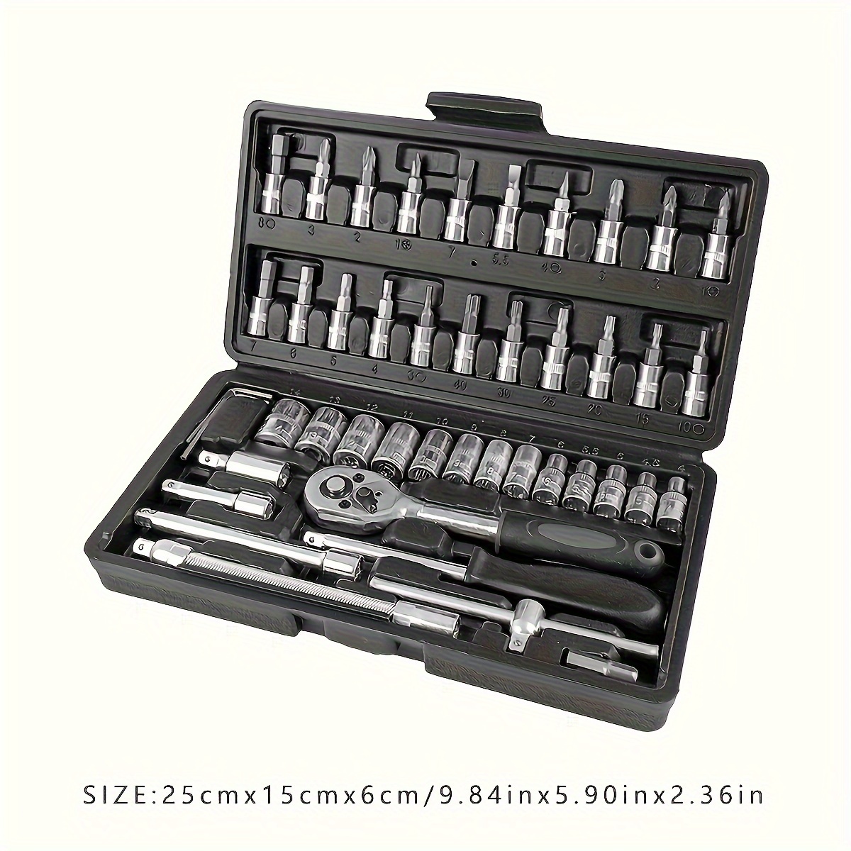 

46pcs Steel Set 1/4- - Sockets, No , For & Use, Includes Storage