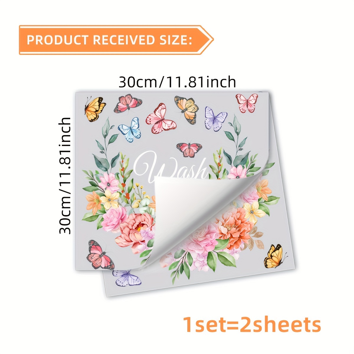Image of A Set Of 2pcs, 30*30cm*2pcs, Fresh Circular Floral Laundry Room Washing Machine Glass Window Decal Decorative Sticker, Self-adhesive Double-sided Printing, Ct9004-yj