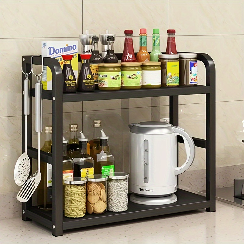 TEMU Faridabio Large-capacity Stainless Steel Spice Rack - Double Layer Countertop Organizer For Kitchen Storage