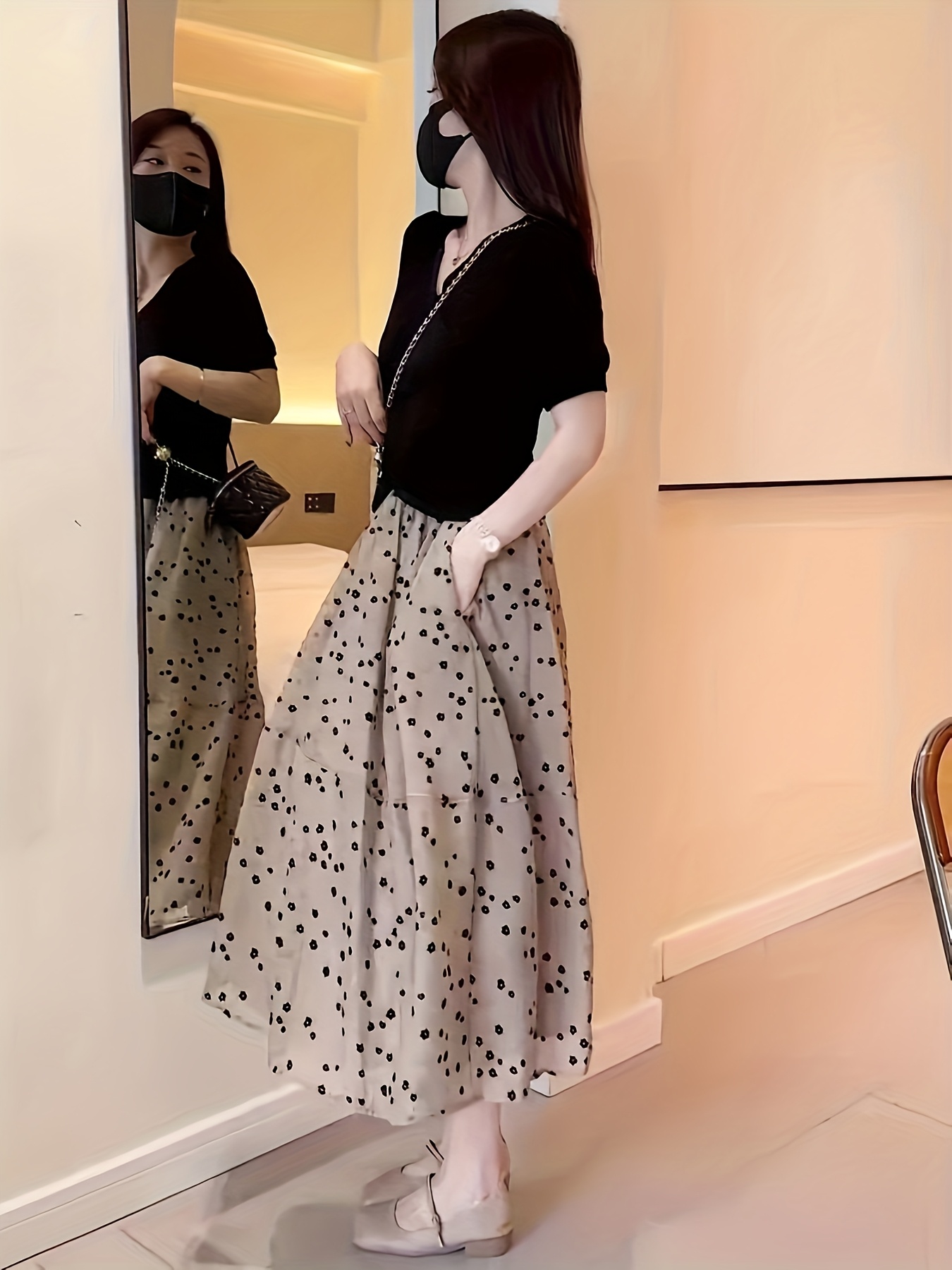 set of high-end and exquisite tea party dress for summer, with a chic  and elegant two-piece suit of &*;Little Black