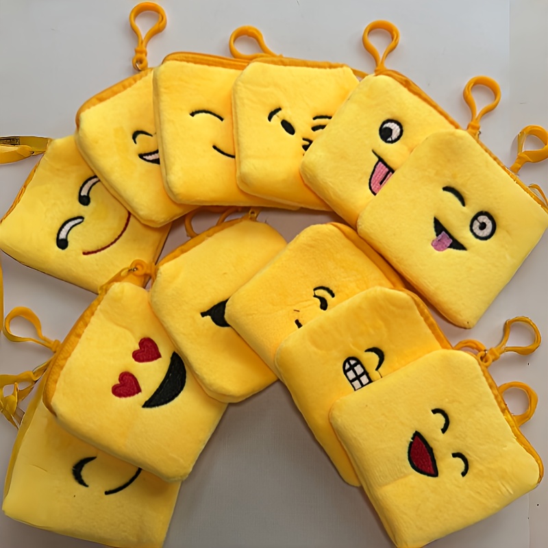 Image of 12pcs Cute Plush Coin Purse With Keychain & Zipper Wallet - / Patterns Suitable For , Small Plush Money Holder For & S, Christmas Party Gifts (hand Washable)