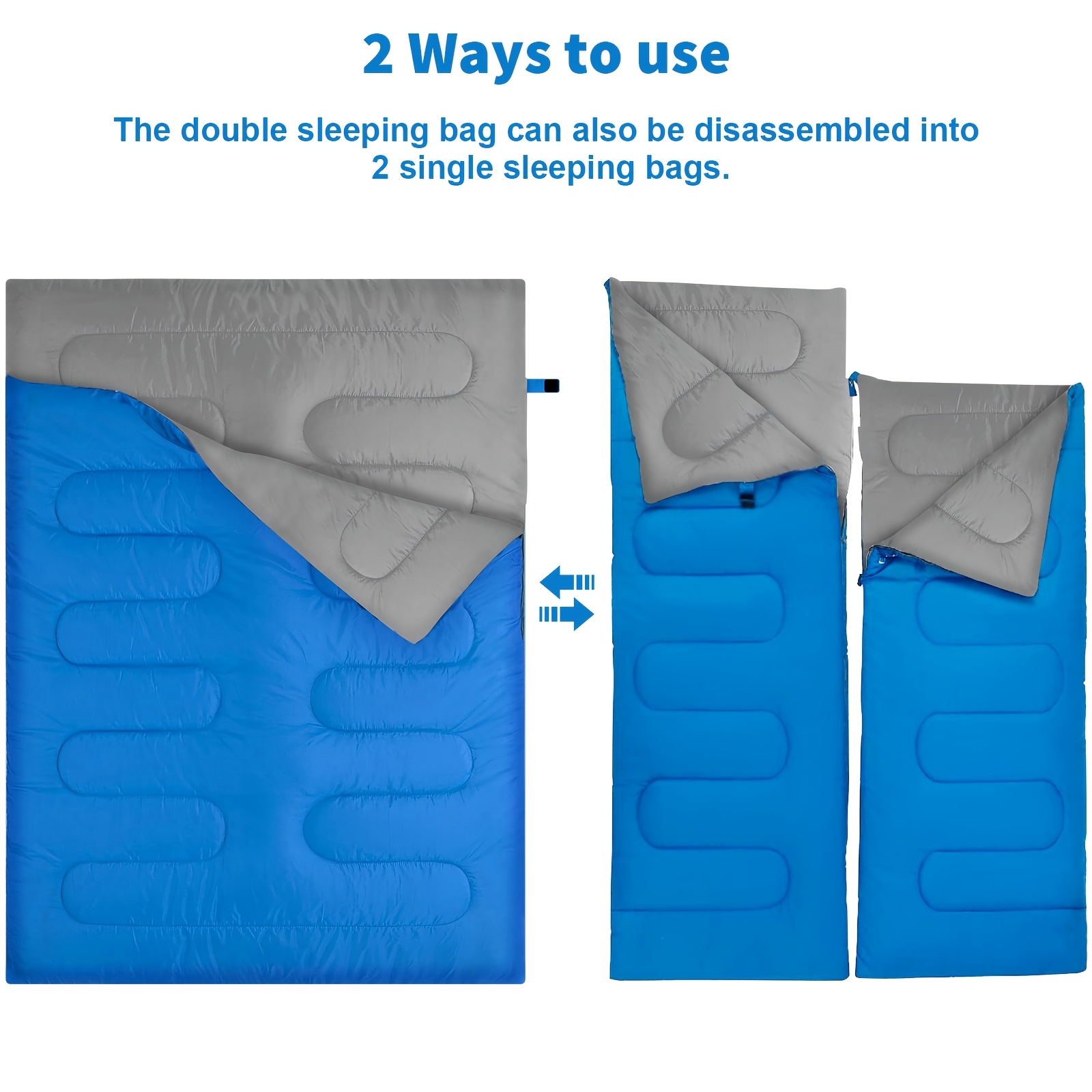 Outdoor Sleeping Bag, Double Adult Sleeping Bag, Lightweight And with Compact Bag, Oversized Camping Sleeping Bag, All-Season Sleeping Bag, Hiking Backpack with Compression Bag, Warm Camping, Hiking, Outdoor Travel, Hunting, Backpacking, Great Mother'S Day Gift, Spring Break Gift