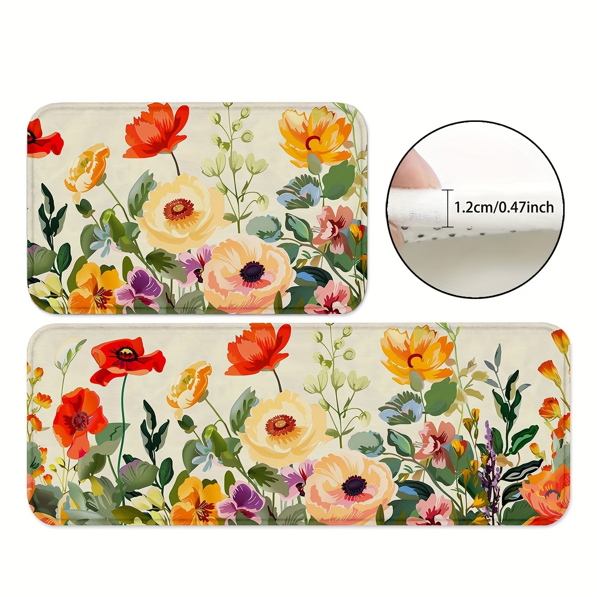 

1/2pcs, Wild Flowers Floral Kitchen Mat, Kitchen Carpet Rugs For Kitchen Floor, Kitchen Mats For Floor, Kitchen Rugs, Non Slip Kitchen Runner Rug, Home Decor, Room Decor