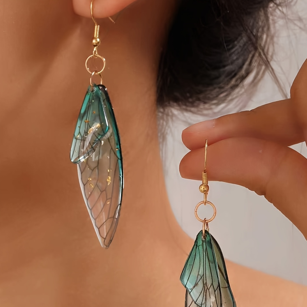 TEMU Une paire de boucles d'oreilles , boucles d'oreilles ailes de au design personnalisé, boucles d'oreilles douces et rêveuses