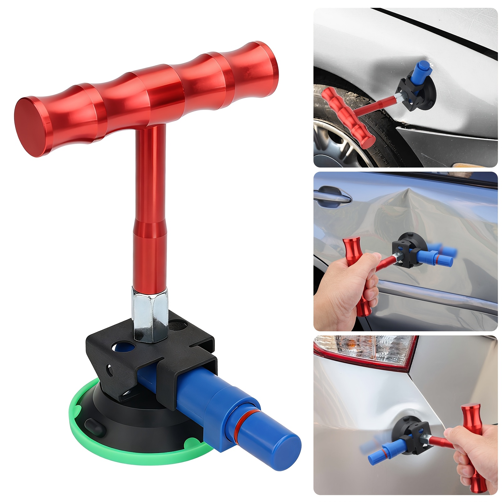 TEMU Paintless Dent Removal Suction Cup Tool, T-shaped Handheld Puller For Car Body Dent Repair, Door Dents & Hail Damage Without Scratching Paint, Essential For Auto Detailing & Restoration