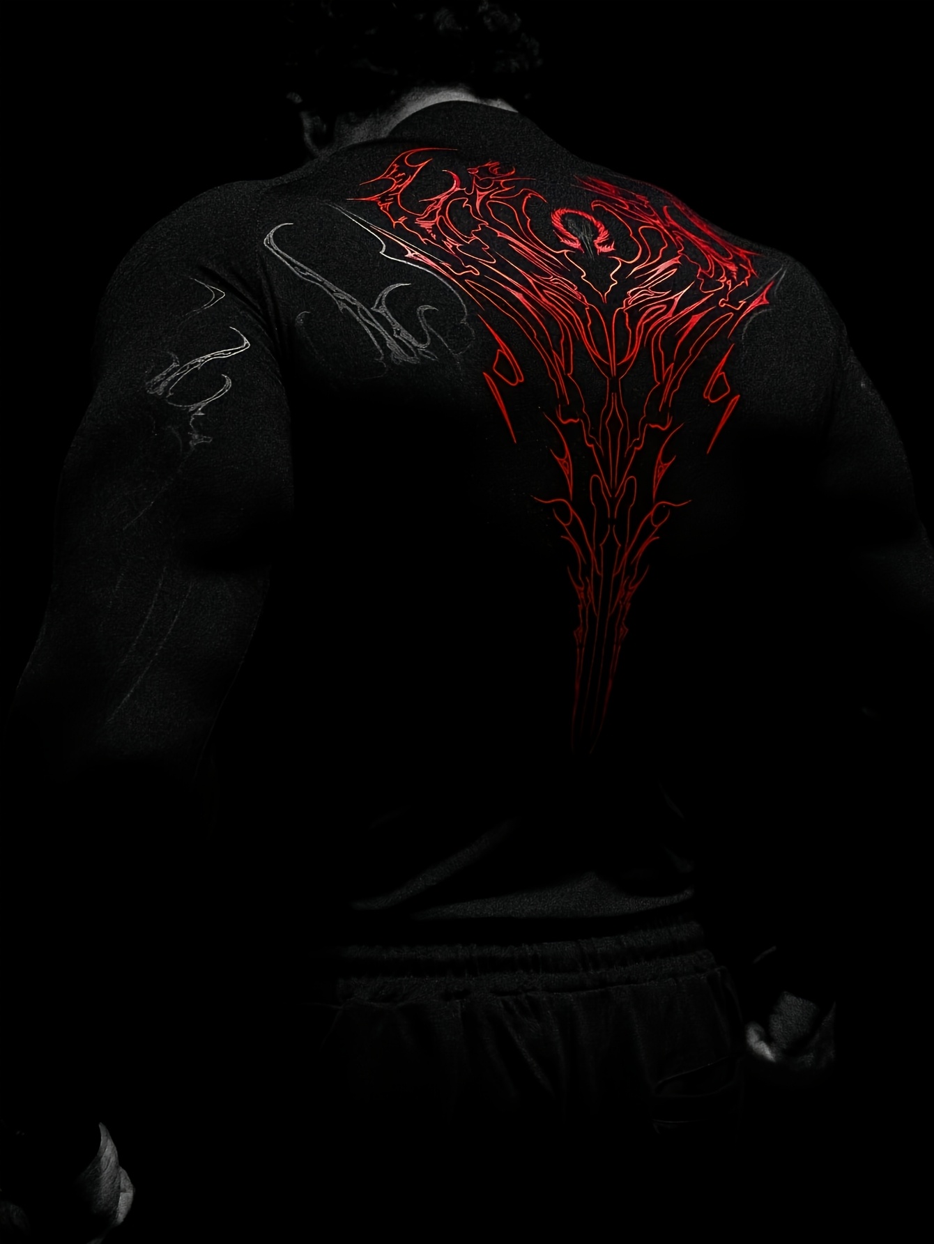 mens high neck   fit compression long sleeve shirt with geometric   design suitable for   fitness and casual   gray color block Product details 15