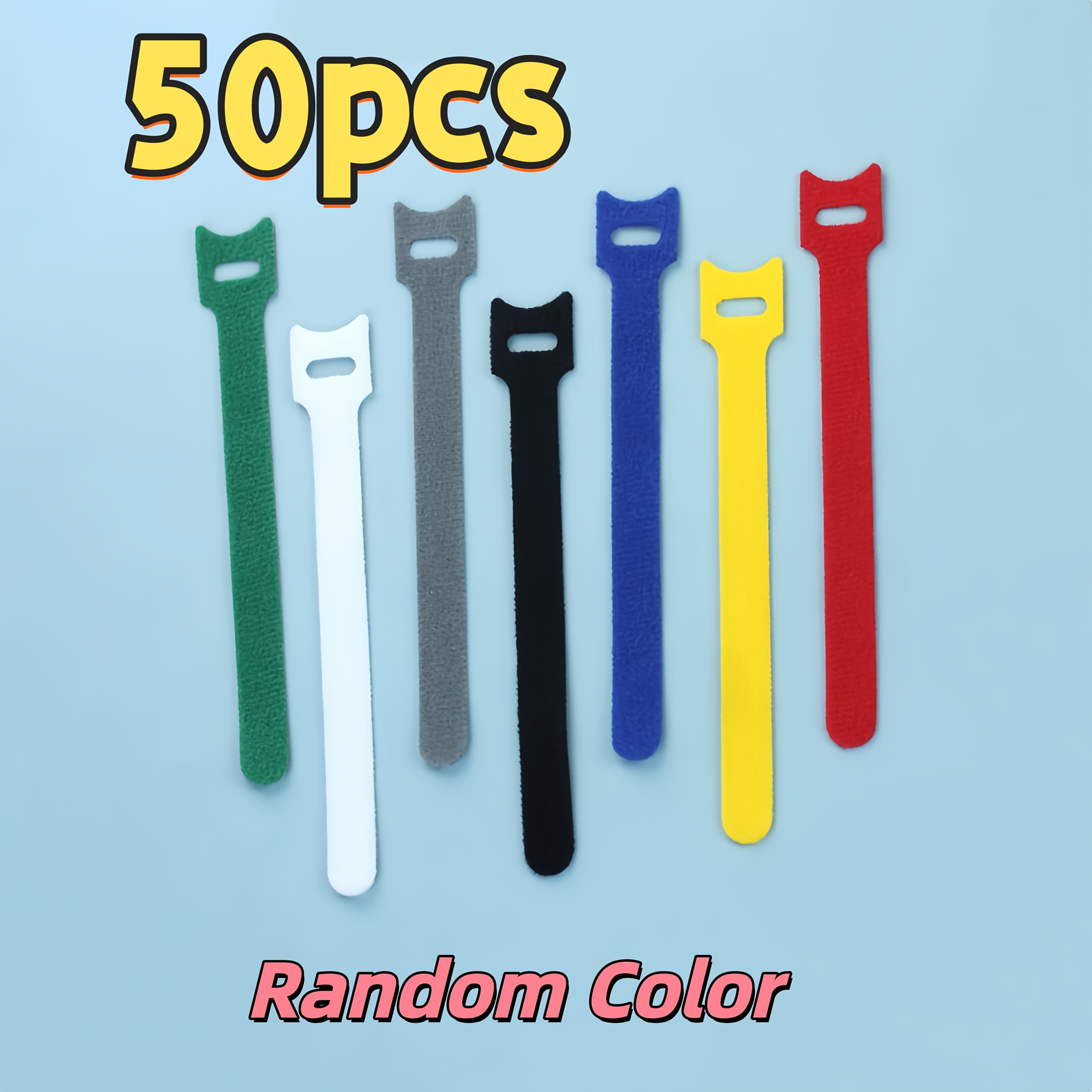 TEMU Surtido de 50 para cables, organizador de cables de auriculares, correas autoadhesivas de nailon duraderas, ordenador de cables de router de PC