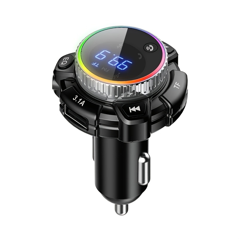 TEMU Chargeur de téléphone de voiture fil, émetteur fil 5.3, prend en charge lecteur MP3, récepteur , émetteur de lumière , port Type-C, double ports