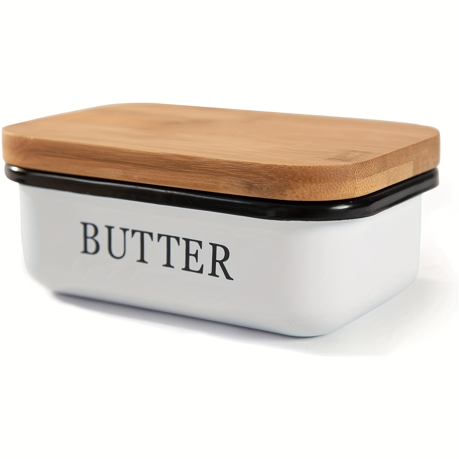TEMU Butter Dish With Wooden Lid Bamboo Lid, Butter Dish For Butter