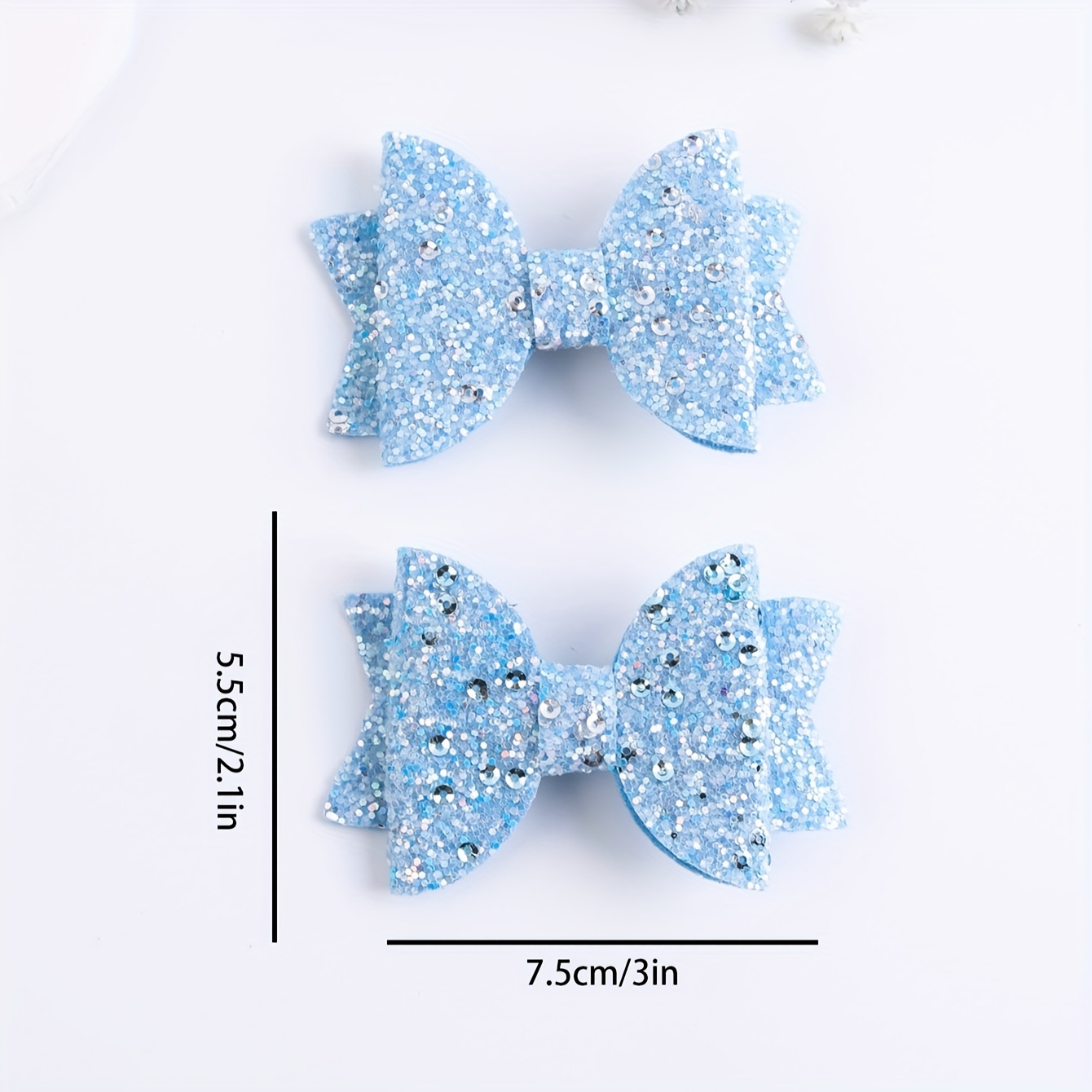 2pcs sparkly glitter hair bows sequins bowknot hair clips - Temu display picture 2