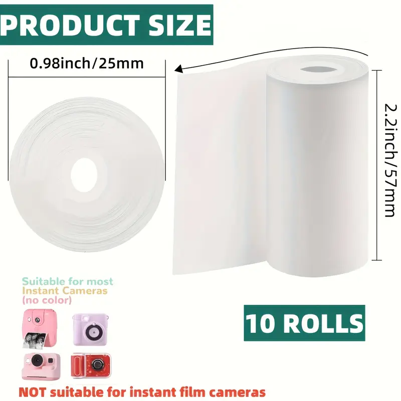 Carta Termica Per Fotocamera Bambini | 6 Rotoli Da 8m | Bianco/Nero | Compatibile Con Modelli Istantanei - Foto 11