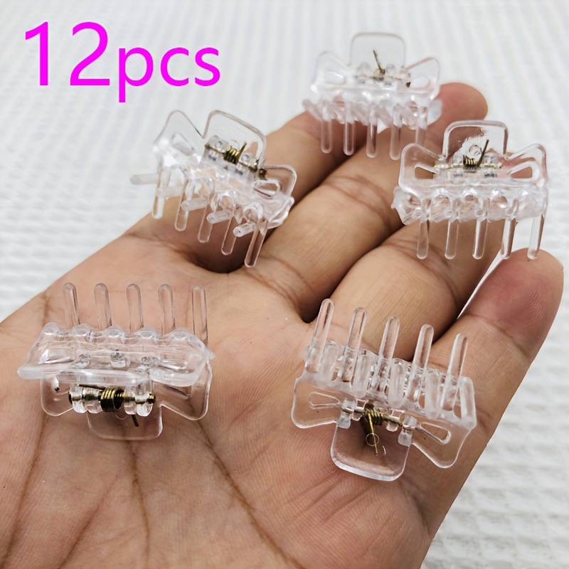 12pcs Set Of Small Plastic Claw Clip Alligator Hair Clips For Teenage, Bangs Hair Clip, , Spring Clip, Hair Clip Hair Additions