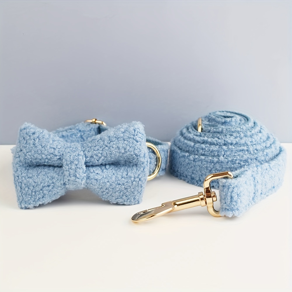 Personalized Teddy Velvet Dog Collar and Leash Set