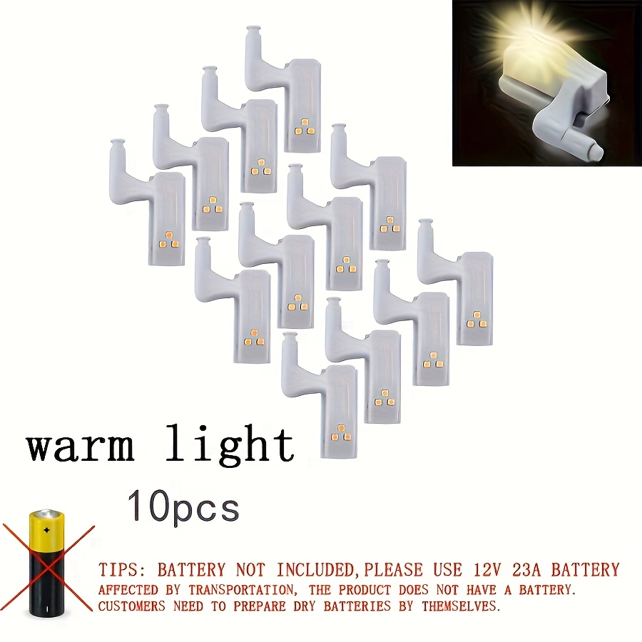 TEMU 10pcs Hotu Motion Sensor Cabinet Hinge Lights With Warm , Battery- Night Lights Suitable For Kitchen, Closet, Bedroom & Living Room,