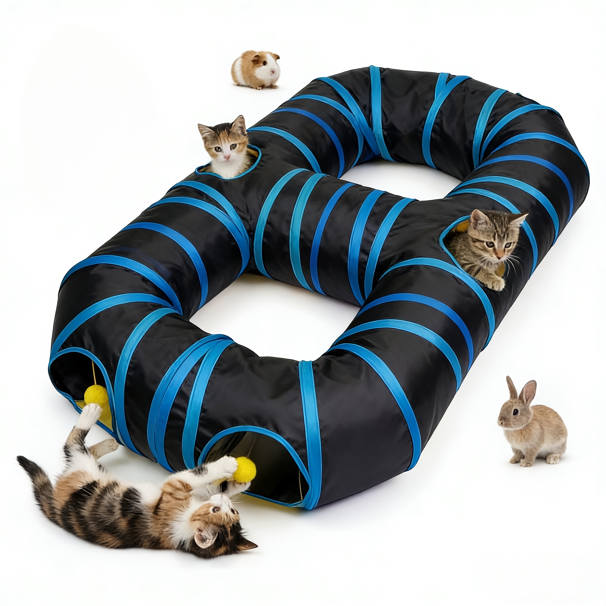 TEMU 【大型】折りたたみ式 プネル 猫用 室内 猫 おもちゃ 迷路 デザイン 付き インタブ 開閉式 子猫 犬 ウサギ モルモット モルモット ギニーピッグに最適