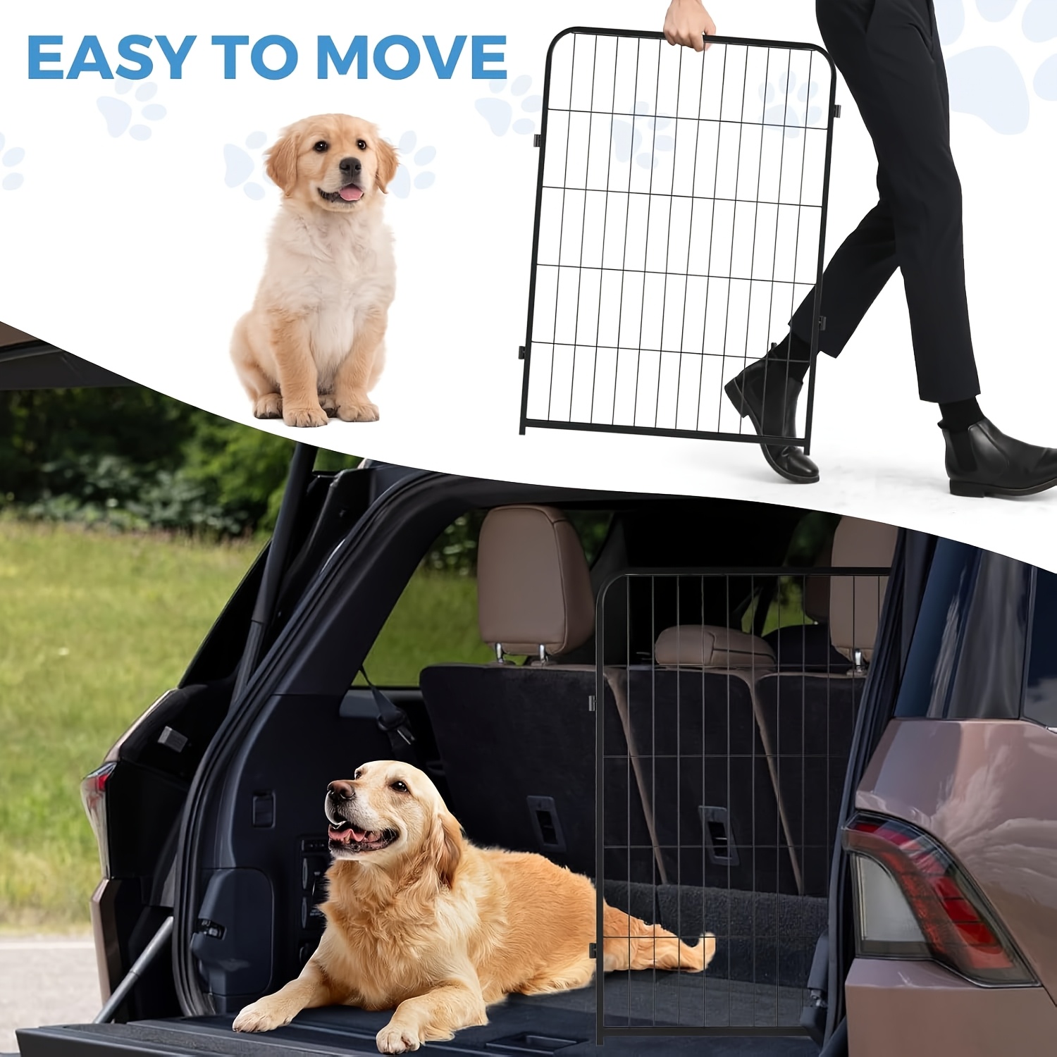 TEMU 32" 8-panel Dog Playpen For Small & Medium Dogs - Indoor/outdoor Pet Fence With Rounded Ground Stakes, -, Secure Black Mesh Design For Camping, Yard, Rv, Or Garden