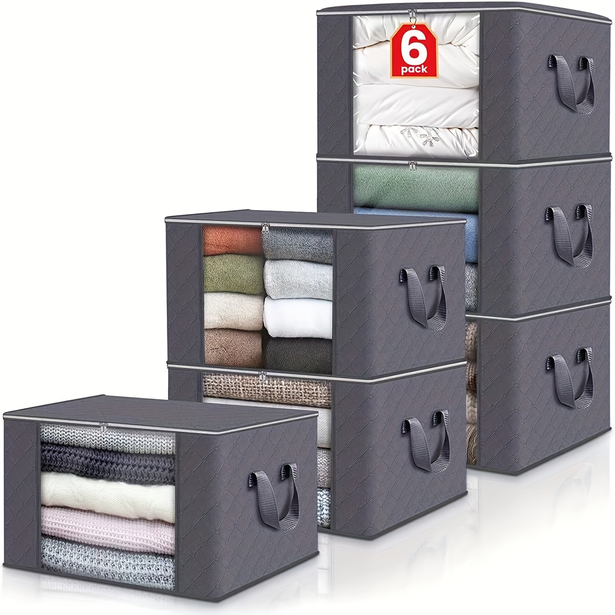 

Extra-large Foldable Fabric Storage Bins - Versatile Organizer For Clothes, Blankets, And More - Ideal For Bedroom, Dorms, And Wardrobes