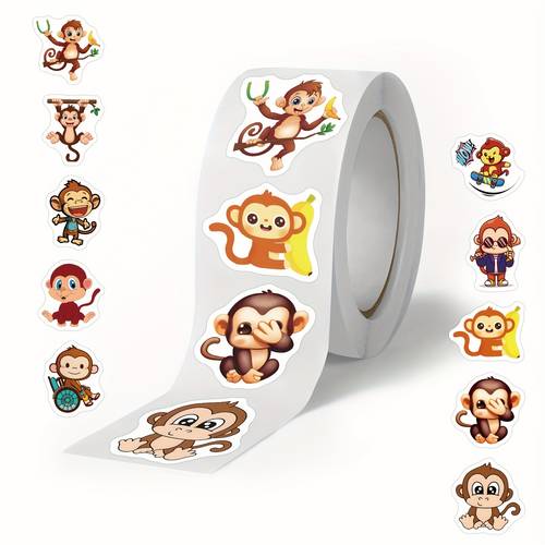 500pcs animal stickers for scrapbooking wild animal monkey birthday 1inch party gift sealing sticker decoration label