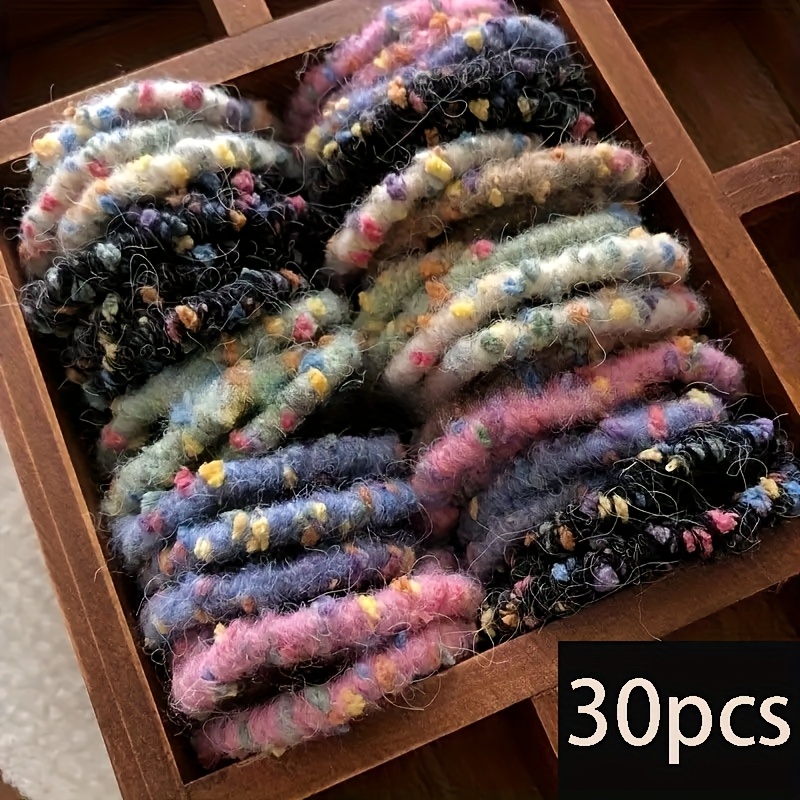 

30pcs Knitted Hair Ties Set For Women, High Ponytail Holders, Non-damage Hair Bands, Polyester And Spandex Material, Assorted Colors