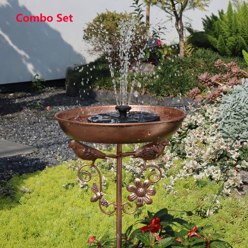 3d 1pc solar powered bird bath fountain combo suitable for outdoor retro solar powered water feature with pole mounted fountain bird bath no required attracts to garden pumping system