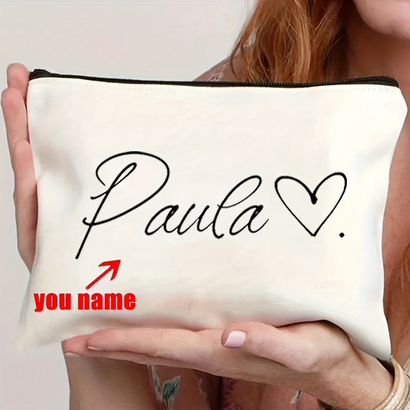 TEMU 1pc Personalized Makeup Bag - Lightweight Polyester Cosmetic Pouch With Zipper, Ideal Gift For Bridesmaids, Educators, & Students, Bridesmaid Present | Customized Accessory | Zip Pouch
