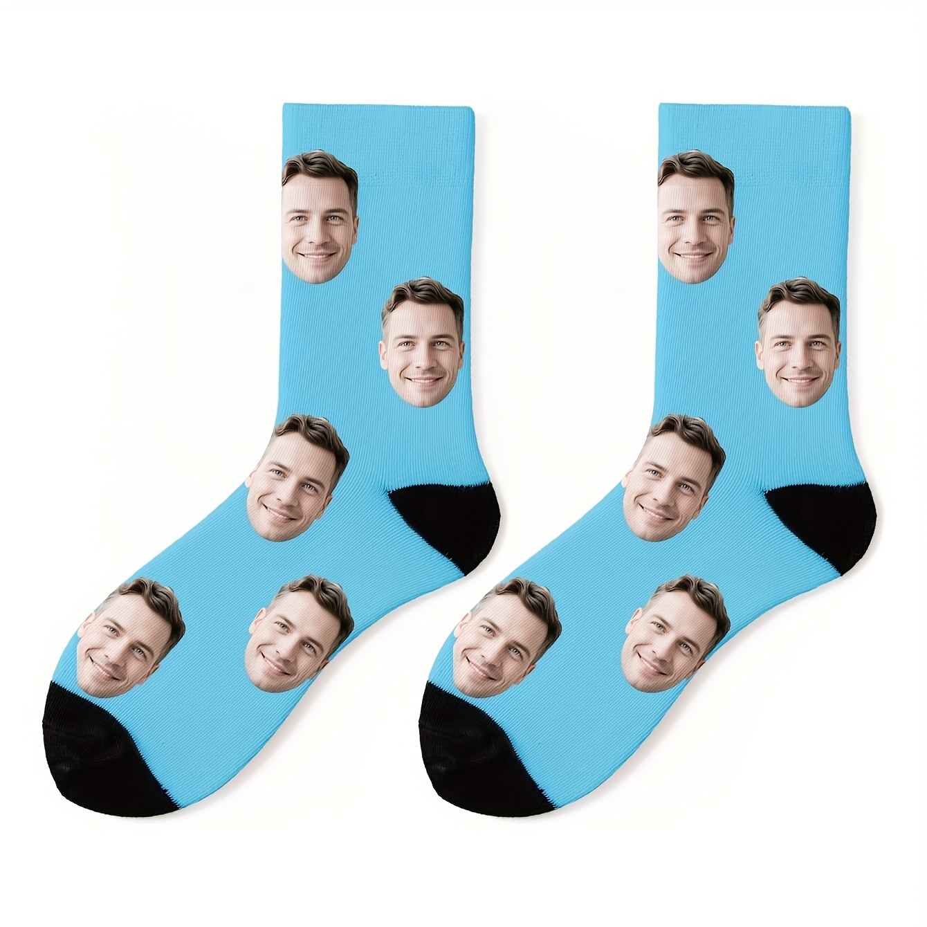 TEMU Diy Personalized Custom Face Socks For Men And Women, Colorful Cartoon Style, Knit Socks With , Fun Gift Or Creative Fashion, Machine Washable,